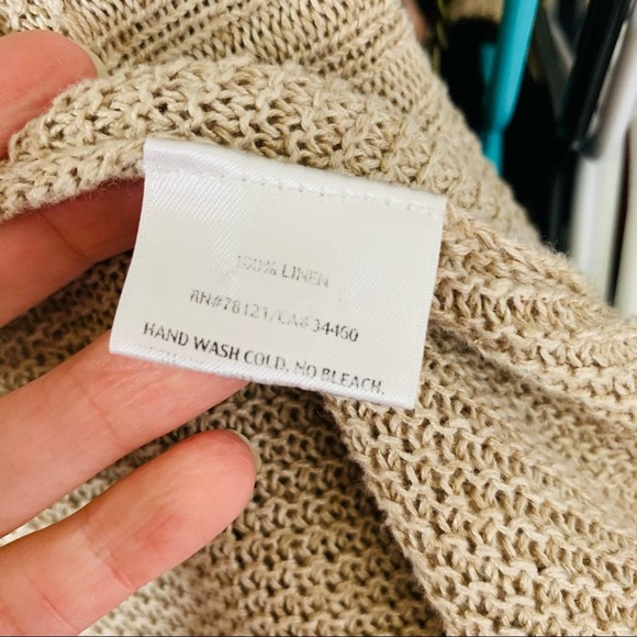 Eileen Fisher PS Tan Open Knit Asymmetrical Open Cardigan 2804 - Picture 7 of 8